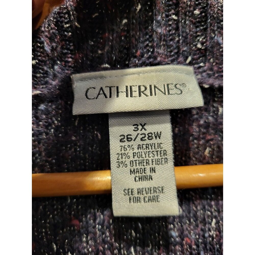 Catherines Purple Gray Silver 3/4 Sleeve Cardigan Sweater Sailor Collar Sz 3X - Picture 5 of 5